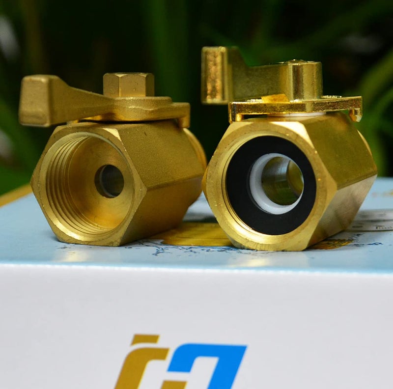 HQMPC Super Heavy Duty 3/4" Brass Shut Off Valve Garden Hose Shut Off Valve Garden Hose Connector 2 PCS - Image 2